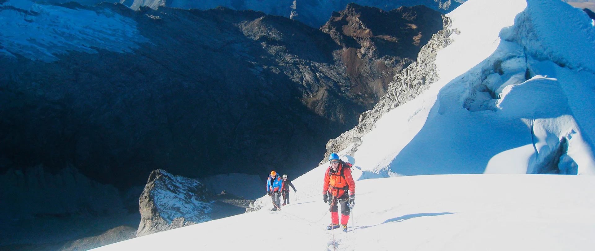 A detailed shot of mountaineering equipment, such as ropes and ice axes, used during the expedition