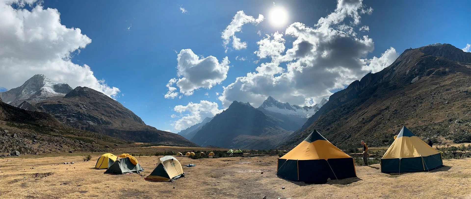 The classic view from Punta Union pass (4750m), included in the Santa Cruz Ulta itinerary