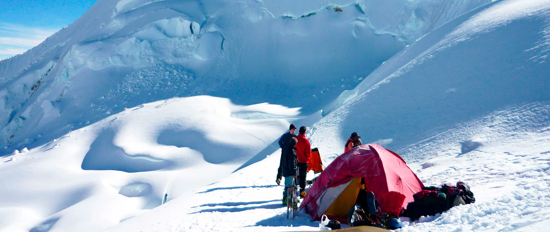 Alpamayo peak climb 6 A technical ice climber leading a steep 60-degree pitch on the Alpamayo 'French Direct' route during a guided expedition in Peru.